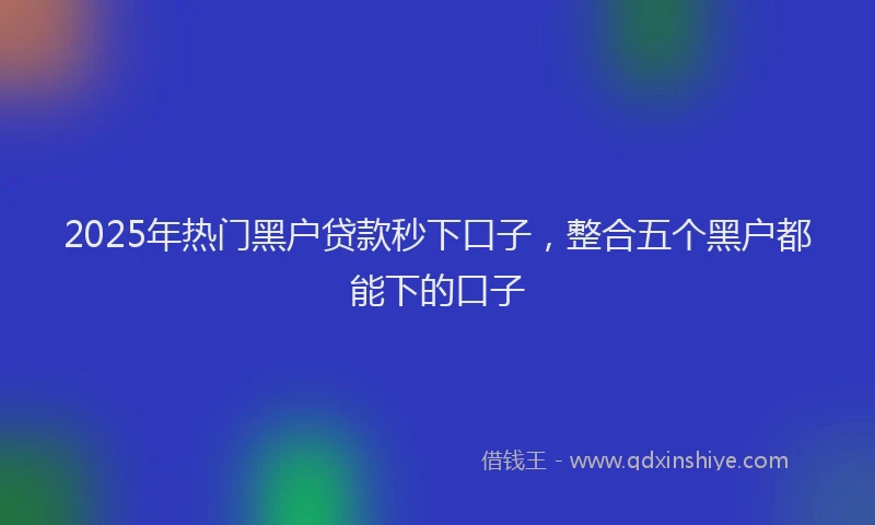 2025年热门黑户贷款秒下口子，整合五个黑户都能下的口子