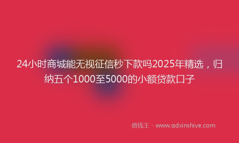 24小时商城能无视征信秒下款吗2025年精选，归纳五个1000至5000的小额贷款口子