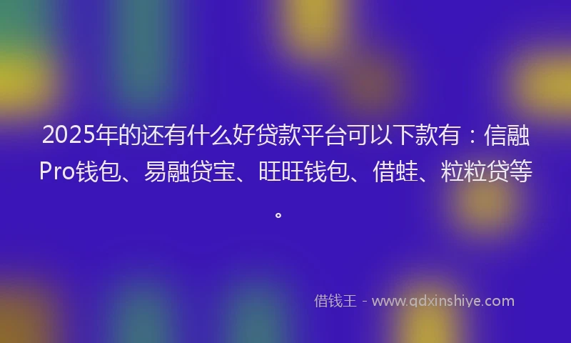 2025年的还有什么好贷款平台可以下款有：信融Pro钱包、易融贷宝、旺旺钱包、借蛙、粒粒贷等。