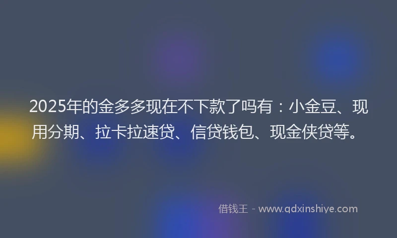 2025年的金多多现在不下款了吗有：小金豆、现用分期、拉卡拉速贷、信贷钱包、现金侠贷等。