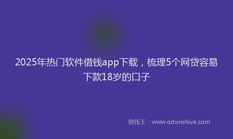 2025年热门软件借钱app下载，梳理5个网贷容易下款18岁的口子