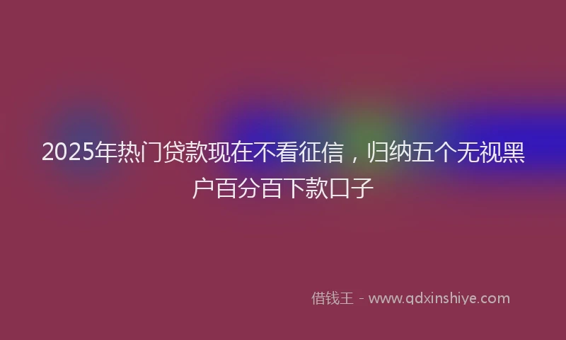 2025年热门贷款现在不看征信，归纳五个无视黑户百分百下款口子