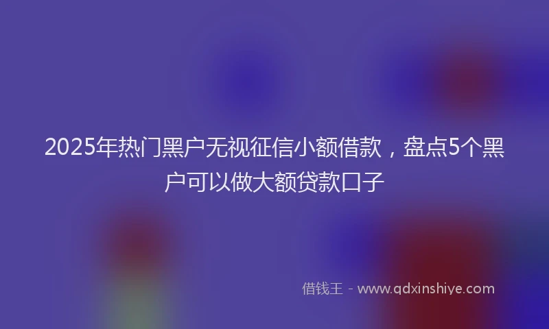 2025年热门黑户无视征信小额借款，盘点5个黑户可以做大额贷款口子