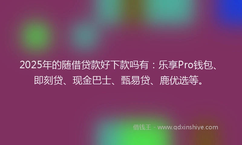 2025年的随借贷款好下款吗有：乐享Pro钱包、即刻贷、现金巴士、甄易贷、鹿优选等。