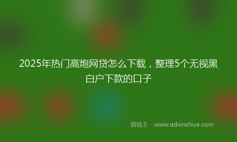 2025年热门高炮网贷怎么下载，整理5个无视黑白户下款的口子