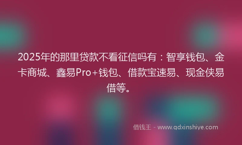 2025年的那里贷款不看征信吗有：智享钱包、金卡商城、鑫易Pro+钱包、借款宝速易、现金侠易借等。