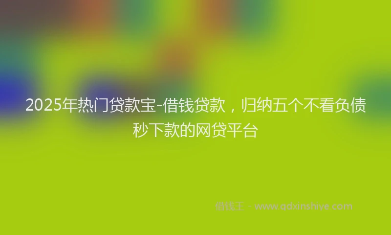 2025年热门贷款宝-借钱贷款，归纳五个不看负债秒下款的网贷平台