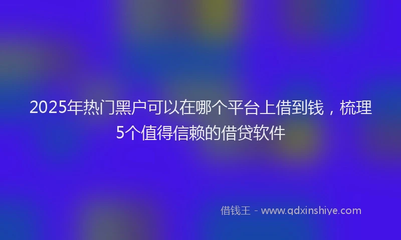 2025年热门黑户可以在哪个平台上借到钱，梳理5个值得信赖的借贷软件
