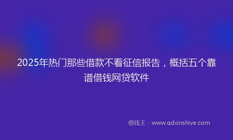 2025年热门那些借款不看征信报告，概括五个靠谱借钱网贷软件