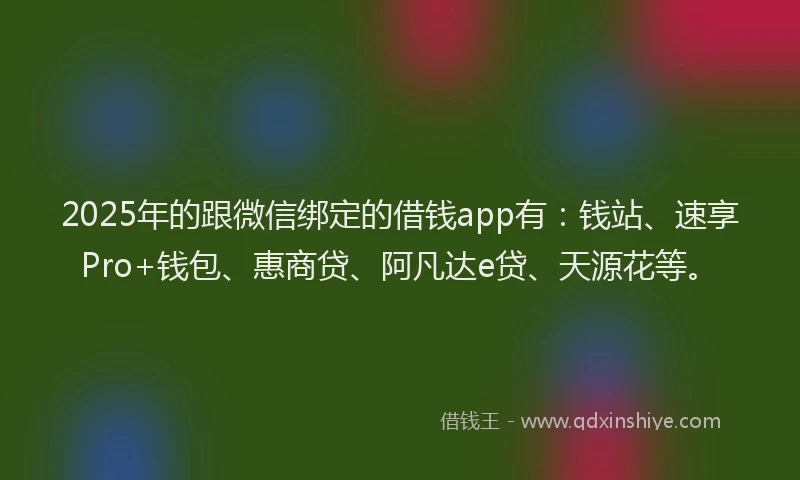 2025年的跟微信绑定的借钱app有：钱站、速享Pro+钱包、惠商贷、阿凡达e贷、天源花等。