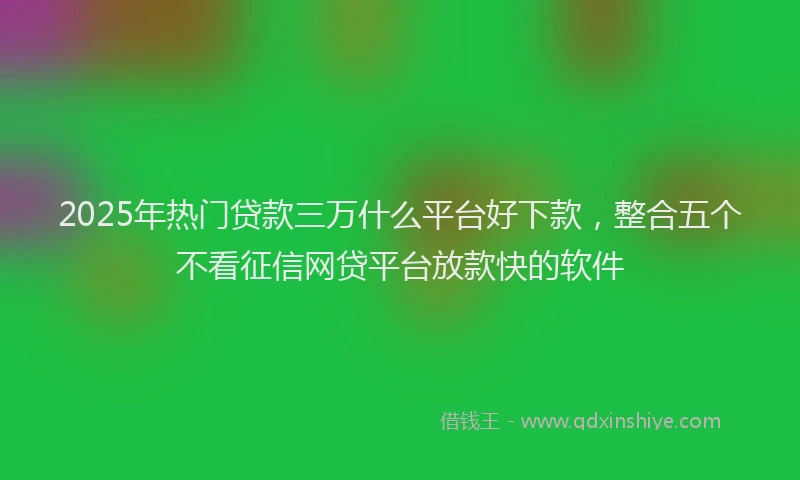 2025年热门贷款三万什么平台好下款，整合五个不看征信网贷平台放款快的软件
