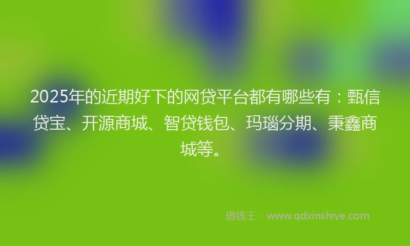 2025年的近期好下的网贷平台都有哪些有：甄信贷宝、开源商城、智贷钱包、玛瑙分期、秉鑫商城等。