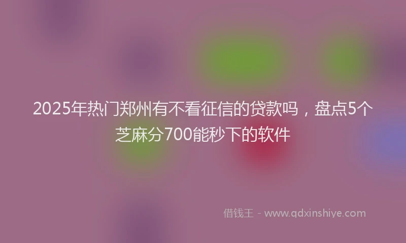 2025年热门郑州有不看征信的贷款吗，盘点5个芝麻分700能秒下的软件