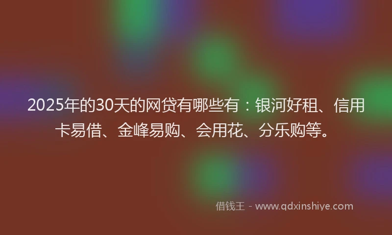 2025年的30天的网贷有哪些有：银河好租、信用卡易借、金峰易购、会用花、分乐购等。