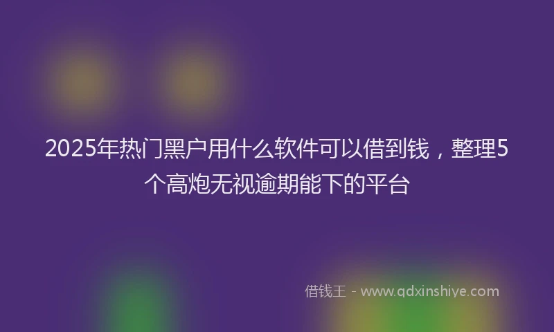 2025年热门黑户用什么软件可以借到钱，整理5个高炮无视逾期能下的平台