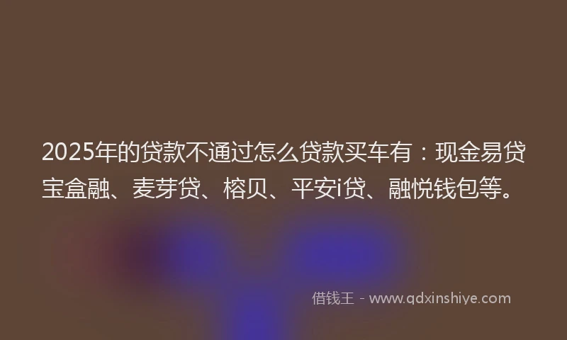 2025年的贷款不通过怎么贷款买车有：现金易贷宝盒融、麦芽贷、榕贝、平安i贷、融悦钱包等。