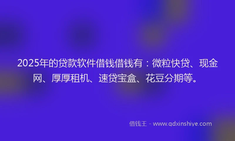 2025年的贷款软件借钱借钱有：微粒快贷、现金网、厚厚租机、速贷宝盒、花豆分期等。