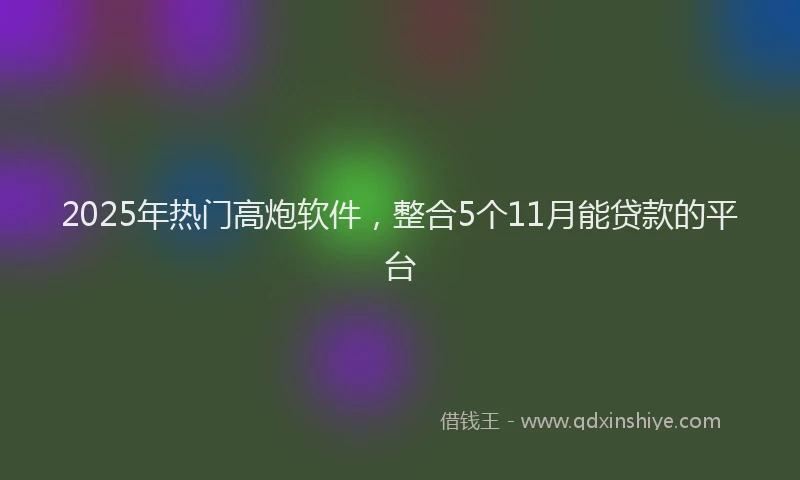 2025年热门高炮软件，整合5个11月能贷款的平台