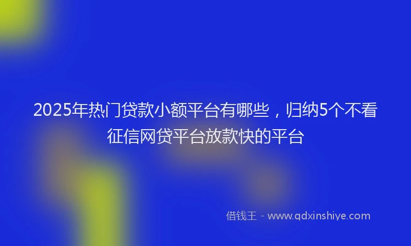 2025年热门贷款小额平台有哪些，归纳5个不看征信网贷平台放款快的平台