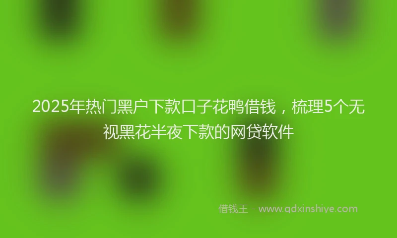 2025年热门黑户下款口子花鸭借钱，梳理5个无视黑花半夜下款的网贷软件