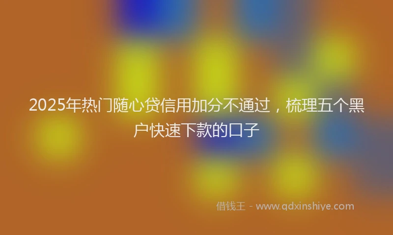 2025年热门随心贷信用加分不通过，梳理五个黑户快速下款的口子