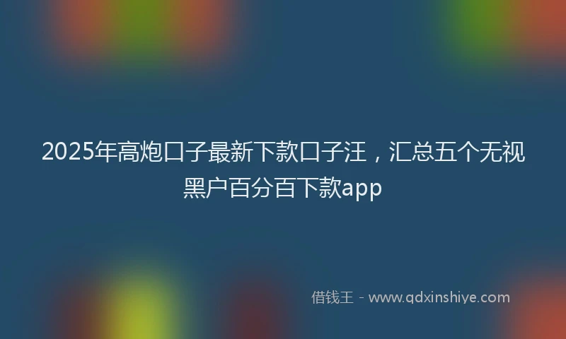 2025年高炮口子最新下款口子汪，汇总五个无视黑户百分百下款app