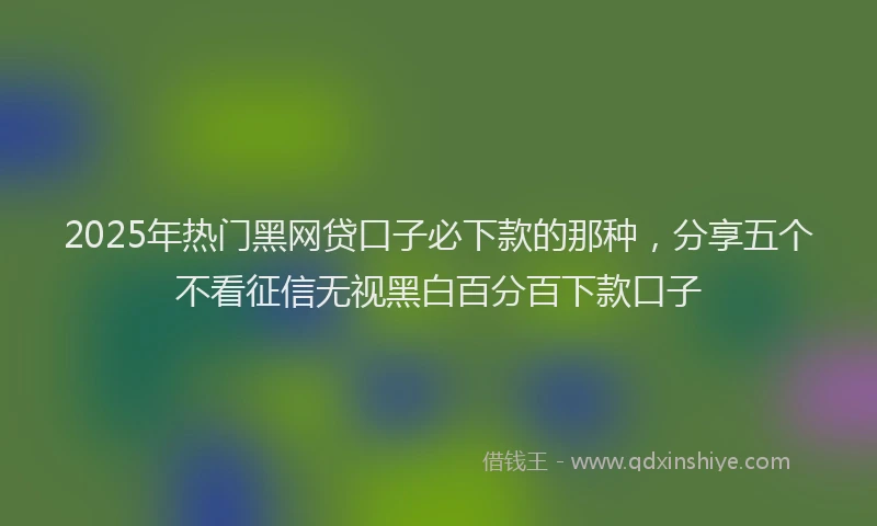 2025年热门黑网贷口子必下款的那种，分享五个不看征信无视黑白百分百下款口子