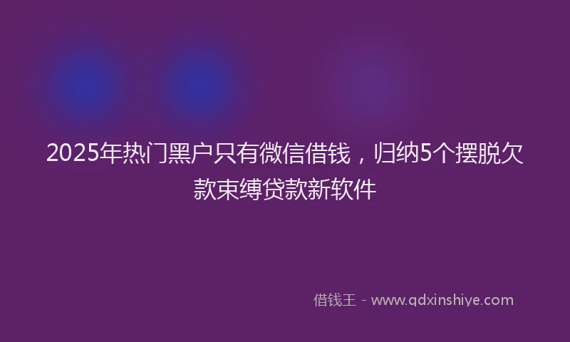 2025年热门黑户只有微信借钱，归纳5个摆脱欠款束缚贷款新软件