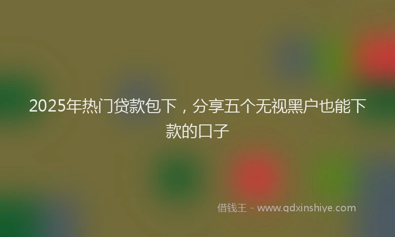 2025年热门贷款包下，分享五个无视黑户也能下款的口子