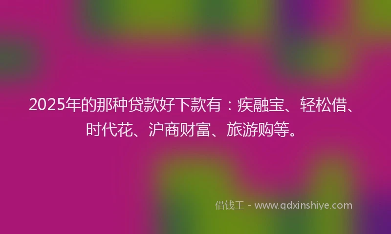 2025年的那种贷款好下款有：疾融宝、轻松借、时代花、沪商财富、旅游购等。