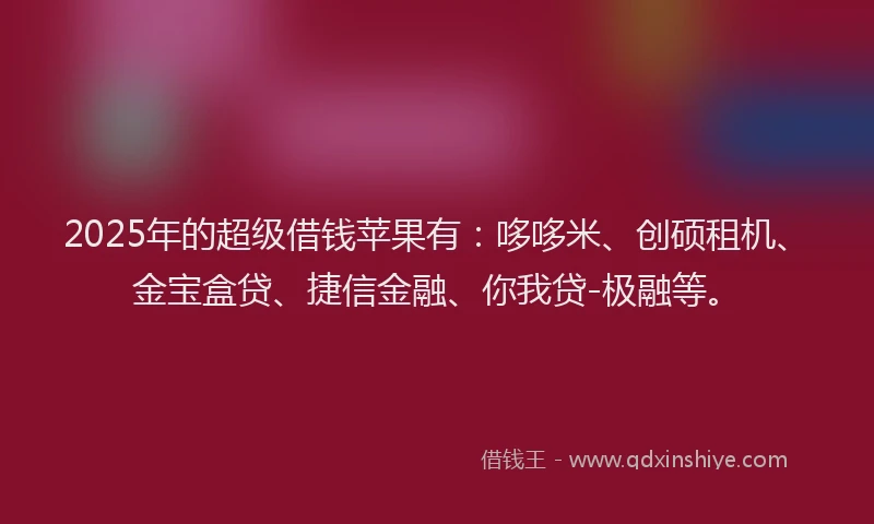 2025年的超级借钱苹果有：哆哆米、创硕租机、金宝盒贷、捷信金融、你我贷-极融等。