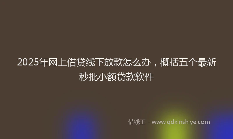 2025年网上借贷线下放款怎么办，概括五个最新秒批小额贷款软件