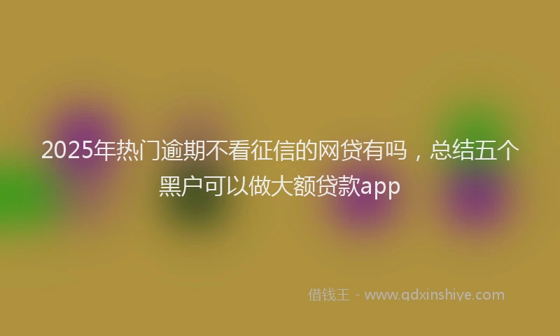 2025年热门逾期不看征信的网贷有吗，总结五个黑户可以做大额贷款app