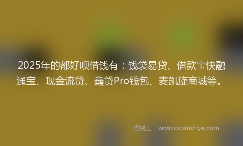 2025年的都好呗借钱有：钱袋易贷、借款宝快融通宝、现金流贷、鑫贷Pro钱包、麦凯旋商城等。
