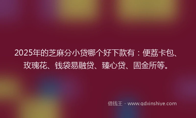 2025年的芝麻分小贷哪个好下款有：便荔卡包、玫瑰花、钱袋易融贷、臻心贷、固金所等。