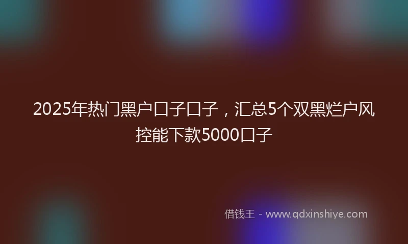 2025年热门黑户口子口子，汇总5个双黑烂户风控能下款5000口子