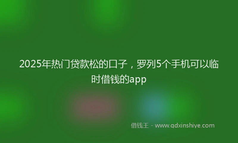 2025年热门贷款松的口子，罗列5个手机可以临时借钱的app