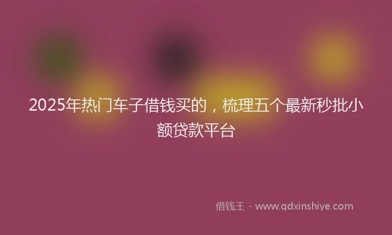 2025年热门车子借钱买的，梳理五个最新秒批小额贷款平台