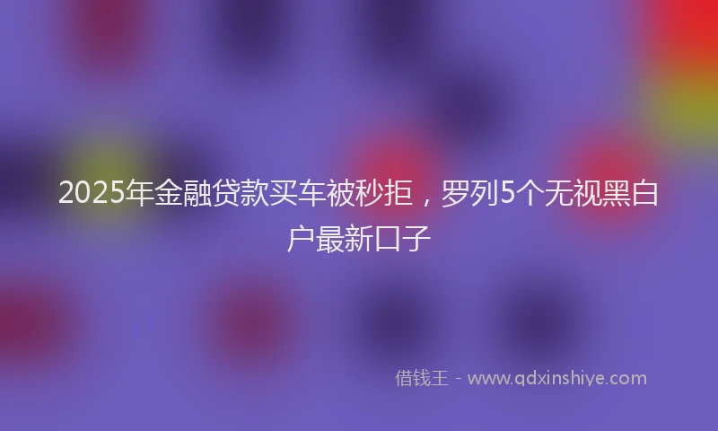 2025年金融贷款买车被秒拒，罗列5个无视黑白户最新口子