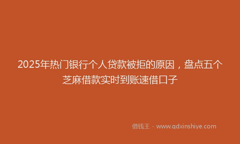 2025年热门银行个人贷款被拒的原因，盘点五个芝麻借款实时到账速借口子