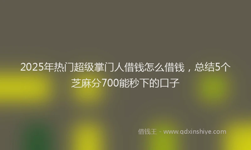 2025年热门超级掌门人借钱怎么借钱，总结5个芝麻分700能秒下的口子