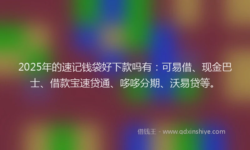 2025年的速记钱袋好下款吗有：可易借、现金巴士、借款宝速贷通、哆哆分期、沃易贷等。
