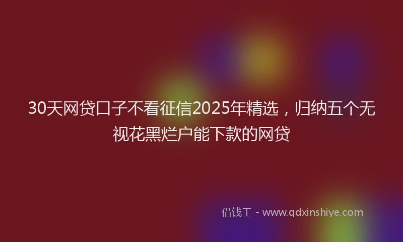 30天网贷口子不看征信2025年精选，归纳五个无视花黑烂户能下款的网贷