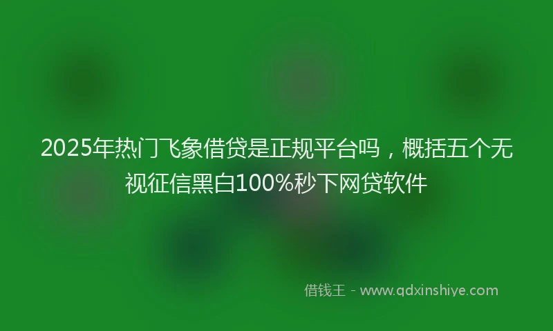 2025年热门飞象借贷是正规平台吗，概括五个无视征信黑白100%秒下网贷软件