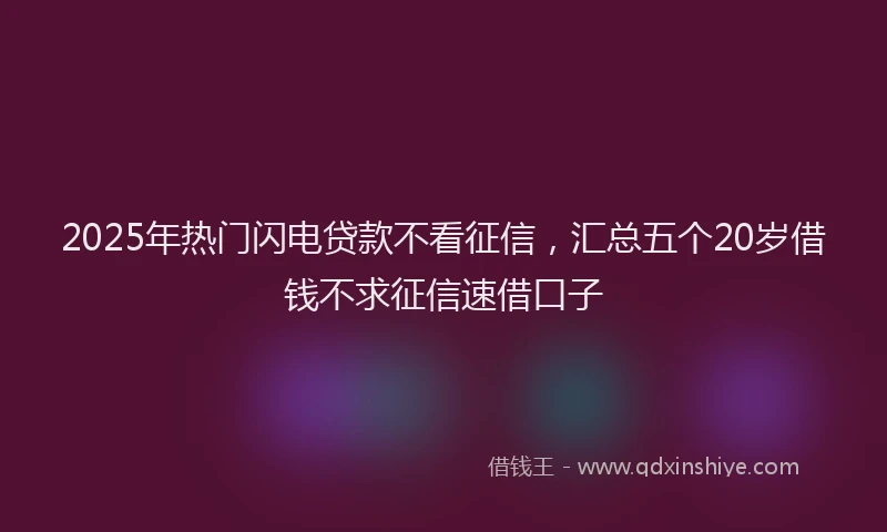 2025年热门闪电贷款不看征信，汇总五个20岁借钱不求征信速借口子