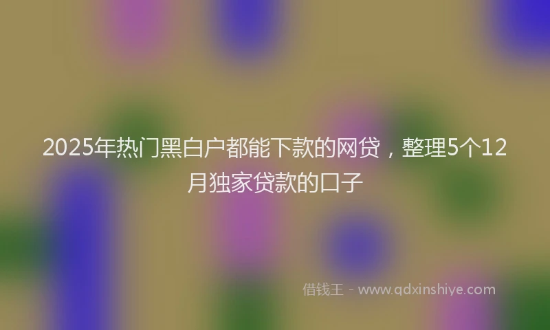 2025年热门黑白户都能下款的网贷，整理5个12月独家贷款的口子