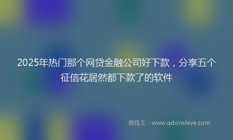 2025年热门那个网贷金融公司好下款，分享五个征信花居然都下款了的软件