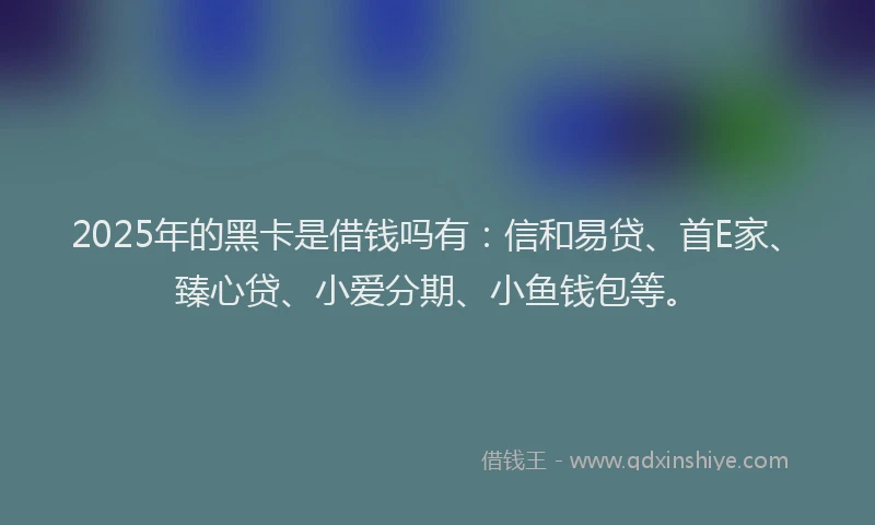 2025年的黑卡是借钱吗有：信和易贷、首E家、臻心贷、小爱分期、小鱼钱包等。