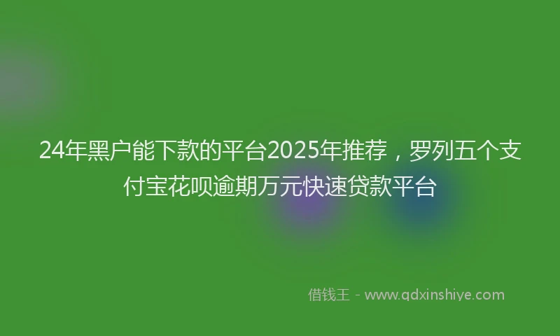 24年黑户能下款的平台2025年推荐，罗列五个支付宝花呗逾期万元快速贷款平台