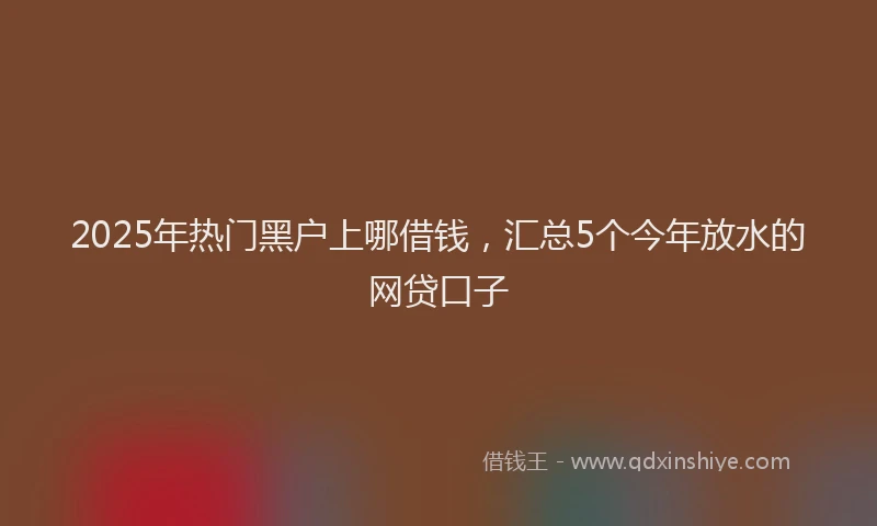 2025年热门黑户上哪借钱，汇总5个今年放水的网贷口子